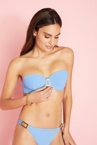 Miami Strapless Bikini Top & Slip Low Waist Bottom in Blue